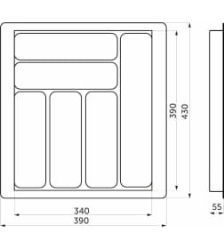Лоток для столовых приборов 450 BASIC 390х430мм, серый