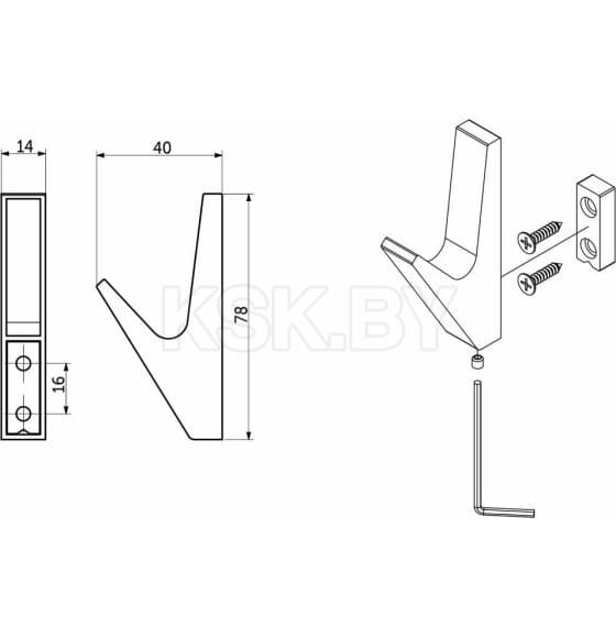 Крючок мебельный однорожковый Fix брашированное золото (113687) 