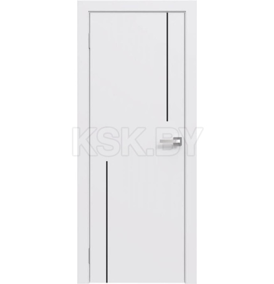Дверь межкомнатная  "Line" 6 ,2000х700х38мм,Эмаль,Белый,черный молдинг