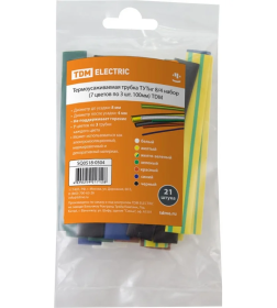 Набор трубок термоусаживаемых ТУТнг 8/4 (7 цветов по 3 шт. 100 мм) TDM SQ0518-0504