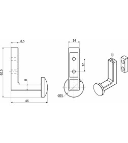 Крючок мебельный однорожковый King брашированное золото