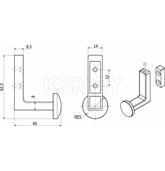 Крючок мебельный однорожковый King брашированное золото (90279) 