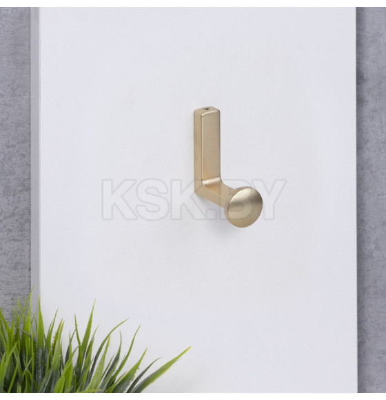 Крючок мебельный однорожковый King брашированное золото (90279) 