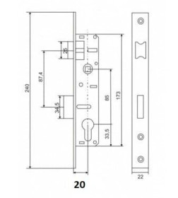 Замок врезной Fudor 85.20/23 SN