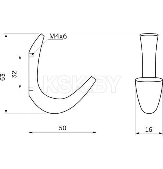 Крючок мебельный SKY, хром AKS (45267) 