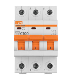 Выключатель автоматический ВА47-100М 3Р 100А 10кА х-ка C TDM SQ0207-0107