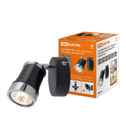 Спот СНС 50 Вт, GU10, 230В, 50 Гц, IP44, Юкка, черный/хром TDM SQ0358-0220