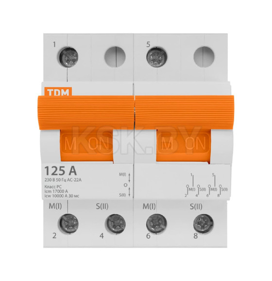Переключатель модульный трехпозиционный МП-125 2P 125А TDM SQ0224-0045 (SQ0224-0045) 