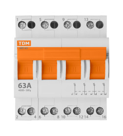 Переключатель модульный трехпозиционный МП-63 4P 63А TDM SQ0224-0036