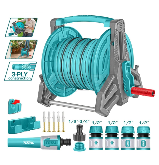 Катушка со шлангом 20 м и набором для полива TOTAL THHR20124 (THHR20124) 