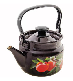 Чайник эмалированный цилиндр 1,5 л коричневый с декором 42704-082/6-У4Кр