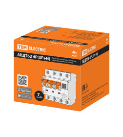 Автоматический выключатель дифференциального тока 63 4P(3Р+N) C25 300мА 6кА тип А TDM SQ0202-0026