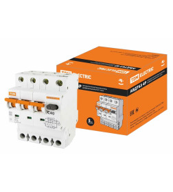 Автоматический выключатель дифференциального тока 63 4P(3Р+N) C40 300мА 6кА тип А TDM SQ0202-0028