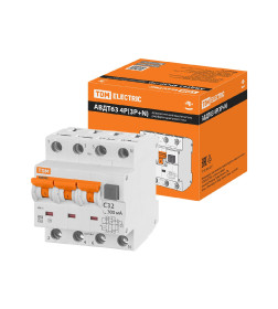 Автоматический выключатель дифференциального тока 63 4P(3Р+N) C32 300мА 6кА тип А TDM SQ0202-0027