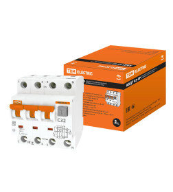 Автоматический выключатель дифференциального тока 63 4P(3Р+N) C32 300мА 6кА тип А TDM SQ0202-0027