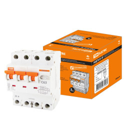 Автоматический выключатель дифференциального тока 63S 4P(3P+N) C63 100мА 6кА тип АС TDM SQ0202-0050