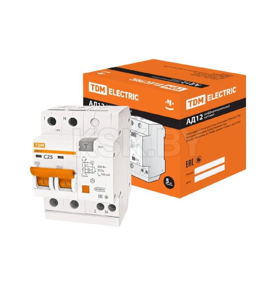 Дифференциальный автомат АД12 2Р 25А 100мА TDM SQ0204-0012 (SQ0204-0012) 