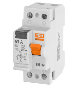 Устройство защитного отключения УЗО ВД63 2Р 63А 300мА (электронное) TDM SQ0220-0024