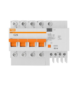 Дифференциальный автомат АД-4 4Р, C25, 30мА, 4,5кА, тип АС, TDM SQ0221-0007