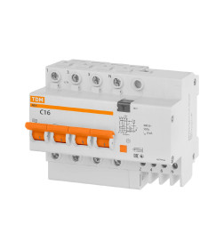 Дифференциальный автомат АД-4 4Р, C16, 30мА, 4,5кА, тип АС, TDM SQ0221-0006