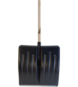 Лопата снеговая пластиковая №1 430x435 мм с оцинкованной планкой и черенком 32 мм Агростройлидер СНЕГ-01.01/компбезV