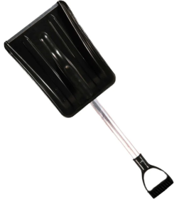 Лопата снеговая пластиковая автомобильная 240x300 мм с оцинокванной планкой, алюм. черенком, V-ручкой Агростройлидер СНЕГ-01.28.31