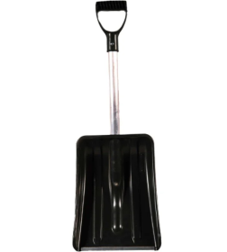 Лопата снеговая пластиковая автомобильная 240x300 мм с оцинокванной планкой, алюм. черенком, V-ручкой Агростройлидер СНЕГ-01.28.31