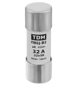 Плавкая вставка ПВЦ-B2 22х58 aR (быстродействующая) 32А TDM SQ0729-0057