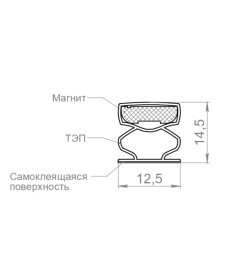 Уплотнитель магнитный самоклеящийся Fuaro ADH/M-14,5x12,5 мм черный 2,1 м