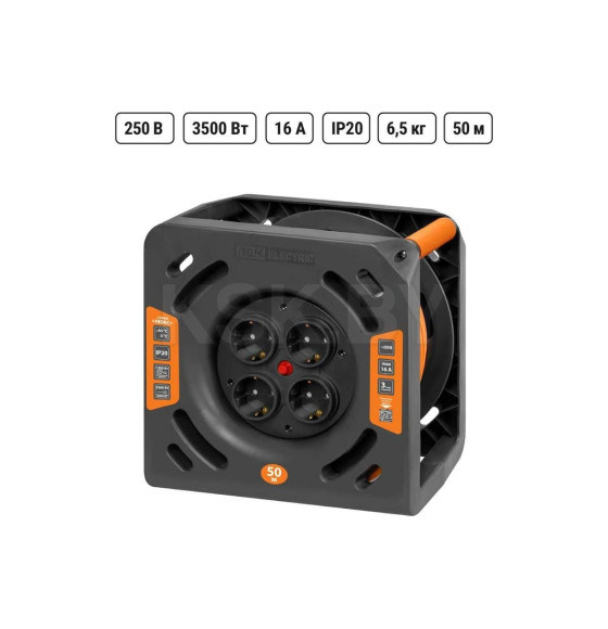 Удлинитель на катушке силовой 4 места, 50 м, ПВС 3х1,5 TDM ЛЮКС УКз16-004 SQ1301-0836 (SQ1301-0836) 