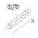 Удлинитель 5 гнезд, 7 м, с/з, с з/ш, ПВС 3х1 мм2, 16 А, 250 В, 3500 Вт TDM "Люкс" SQ1303-4038 (SQ1303-4038) 