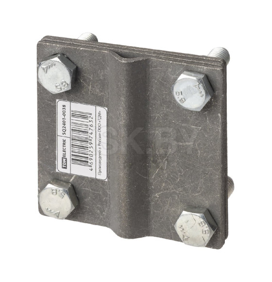 Зажим соединительный 4-х болтовой с контактной пластиной полоса-прут, полоса 40х4 - прут Ø6-10 мм TDM SQ2401-0038 (SQ2401-0038) 