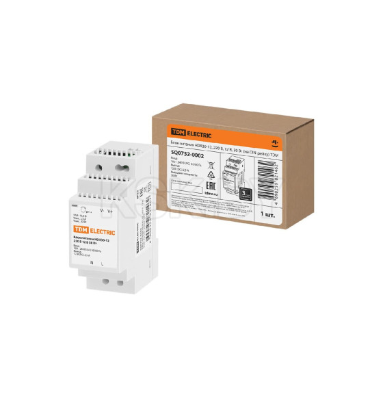 Блок питания HDR30-12, 220 В, 12 В, 30 Вт (на DIN-рейку) TDM SQ0752-0002 (SQ0752-0002) 