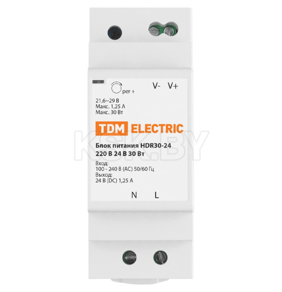 Блок питания HDR30-24, 220 В, 24 В, 30 Вт (на DIN-рейку) TDM SQ0752-0005 (SQ0752-0005) 