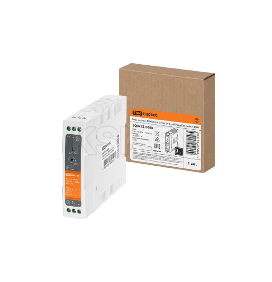 Блок питания MDR20-24, 220 В, 24 В, 20 Вт (на DIN-рейку) TDM SQ0752-0008 (SQ0752-0008) 