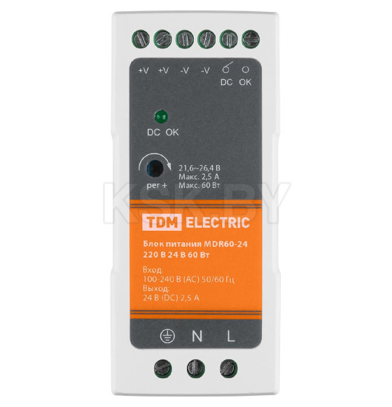 Блок питания MDR60-24, 220 В, 24 В, 60 Вт (на DIN-рейку) TDM SQ0752-0010 (SQ0752-0010) 