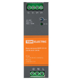 Блок питания NDR120-24, 220 В, 24 В, 120 Вт (на DIN-рейку) TDM SQ0752-0012