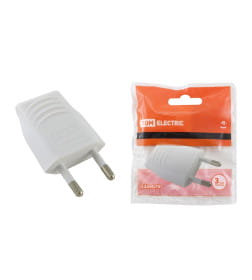 Вилка б/з белая 10А 250В (евровилка CEE 7/16) прямой вывод проводника TDM SQ1806-0089