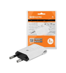 Вилка б/з белая 10А 250В (евровилка CEE 7/16) угловой вывод проводника TDM SQ1806-0090