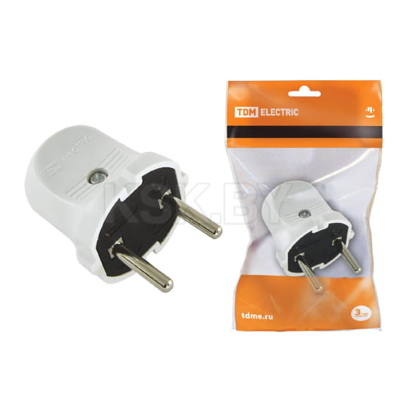 Вилка б/з белая 6А 250В TDM SQ1806-0001 (SQ1806-0001) 