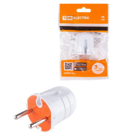 Вилка б/з белая с красной вставкой 10А 250В TDM SQ1806-0209