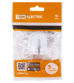 Вилка б/з белая с красной вставкой 10А 250В TDM SQ1806-0209