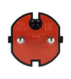 Вилка б/з черная с красной вставкой 10А 250В TDM SQ1806-0210