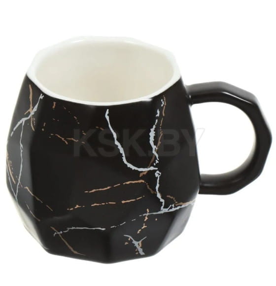 Кружка 420мл с крышкой и ложкой 7634 микс в подар. упак., керамика (111254) 