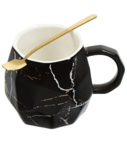 Кружка 420мл с крышкой и ложкой 7634 микс в подар. упак., керамика