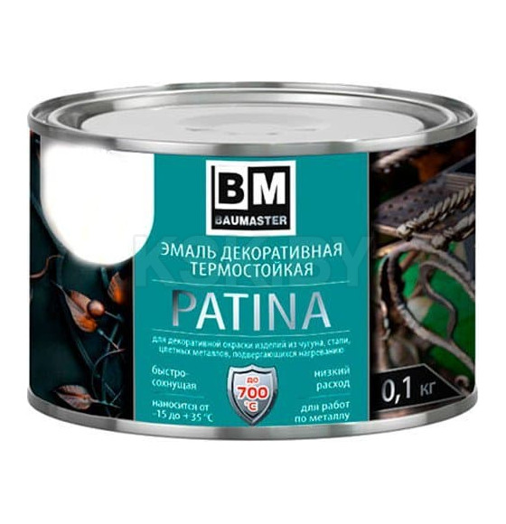Эмаль "BAUMASTER" СпецКор - Патина, термостойкая, бронза, до 700°С, 0,1 кг