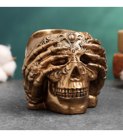 Кашпо череп гипс, р.: 12х10х8 см, бронза,арт.тда-500047