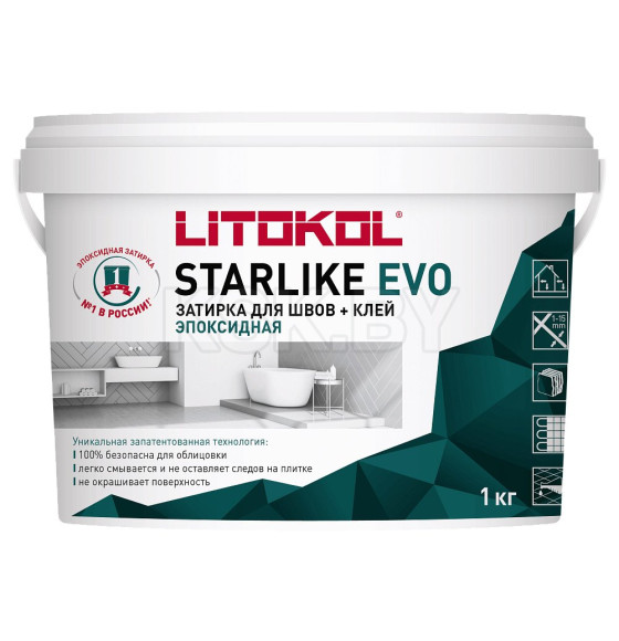 Litokol STARLIKE EVO S.113 NEUTRO эпоксидный состав для укладки и затирки мозаики и керамической плитки (1,0 kg bucket) (113) 