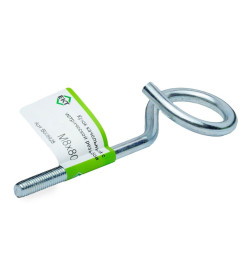 Крюк качельный с метрической резьбой M8х80, прочн. 4.8, ЕКТ (с этик./1шт)