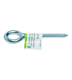 Шуруп с кольцом 8x80, с резьбой по дереву, цинк, ЕКТ (с этик./1шт)